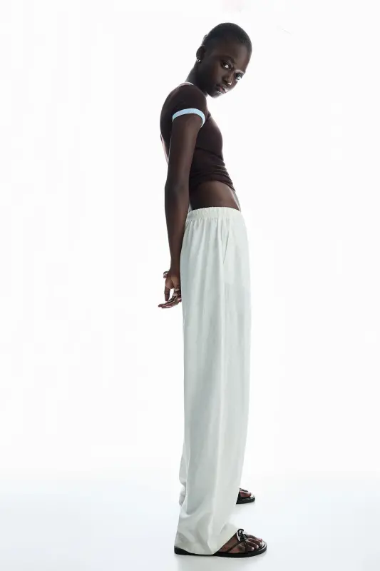 Linen-blend pants with an elastic waistband. - 4