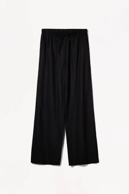 Linen-blend pants with an elastic waistband. - 3