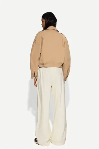 Linen-blend pants with an elastic waistband. - 3