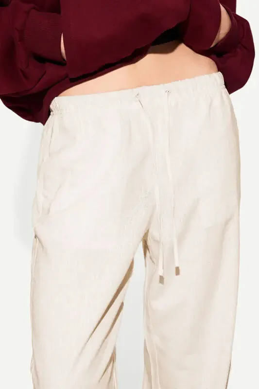 Linen-blend pants with an elastic waistband. - 4