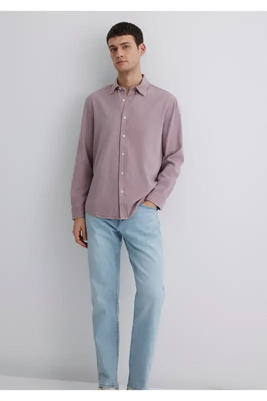 Linen Blend Pink Tencel Tm Lyocell Shirt Reg - 4