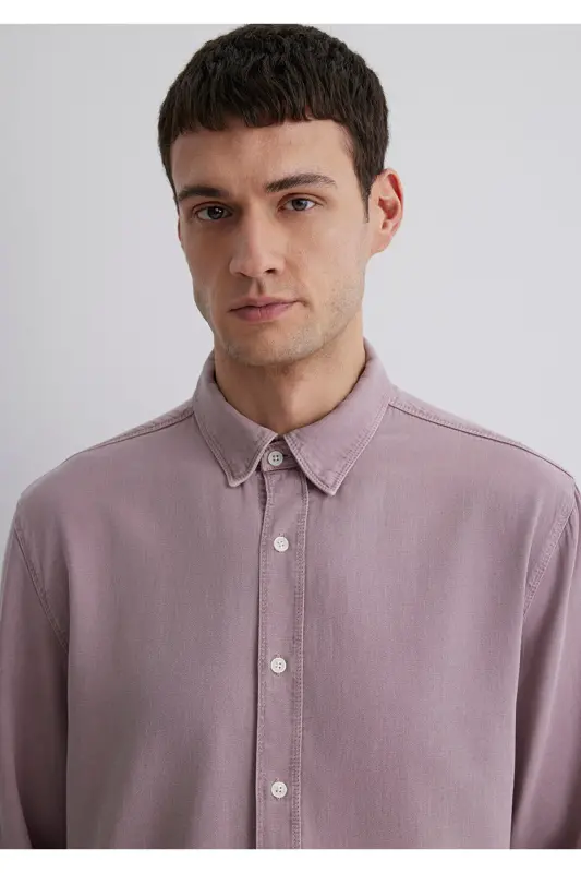 Linen Blend Pink Tencel Tm Lyocell Shirt Reg - 7