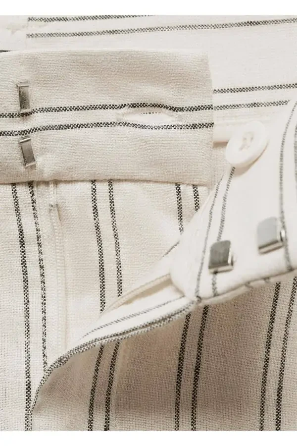 Linen Blend Striped Pants - 7