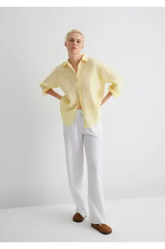 Linen Blend White Trousers 1010686-620-White - MAVI (1)