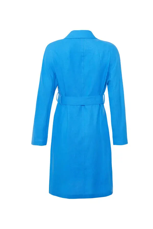 Linen Coat with Flower Brooch - 3