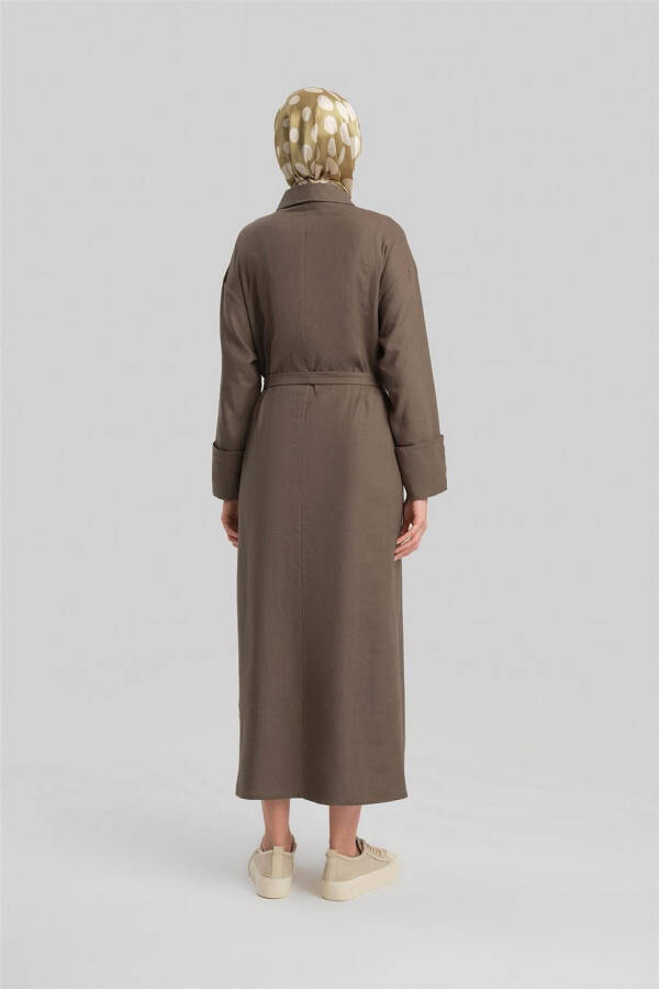 Linen dress, thick sleeves, 24Y9830 Dark Vison - 7