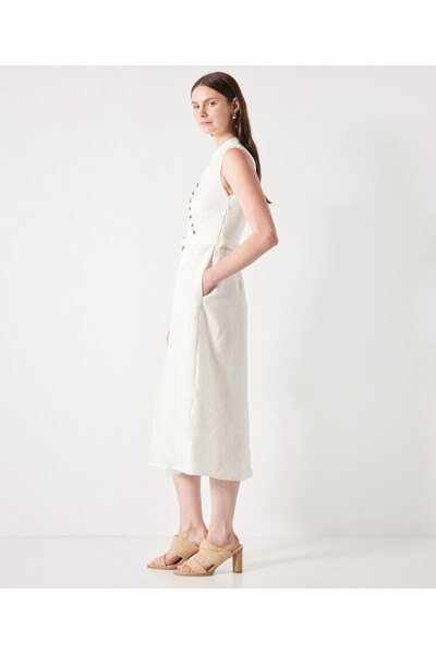 Linen dress with button accents - İPEKYOL (1)