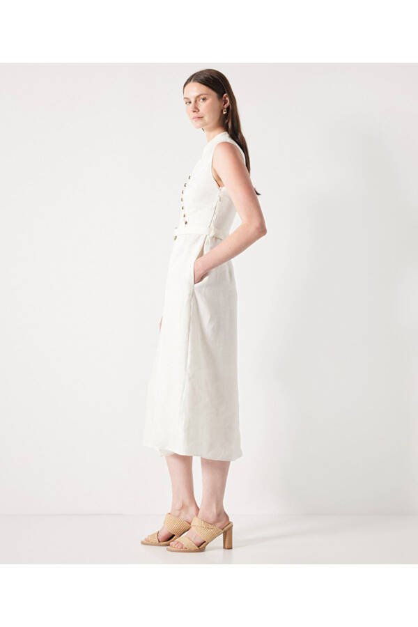 Linen dress with button accents - 2