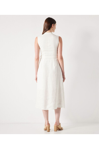 Linen dress with button accents - 5