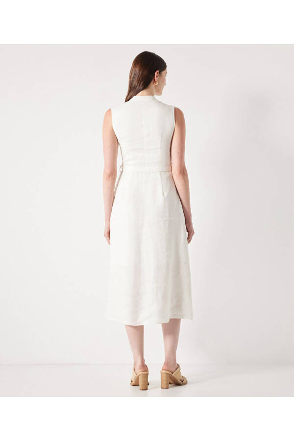 Linen dress with button accents - 5