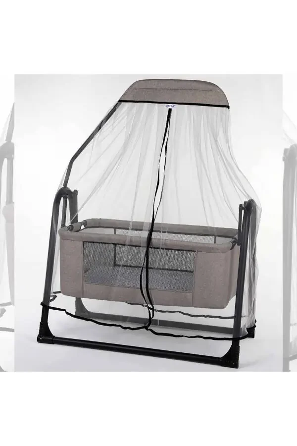 Linen Fabric Portable Swing Mosquito Net Coffee Crib - 1