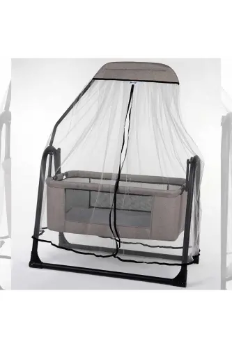 Linen Fabric Portable Swing Mosquito Net Coffee Crib - 1