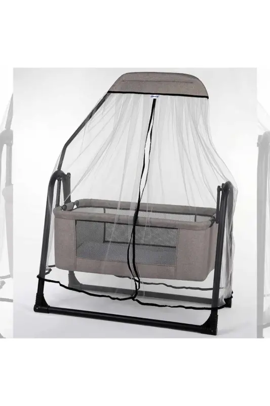Linen Fabric Portable Swing Mosquito Net Coffee Crib - BEBEGEN