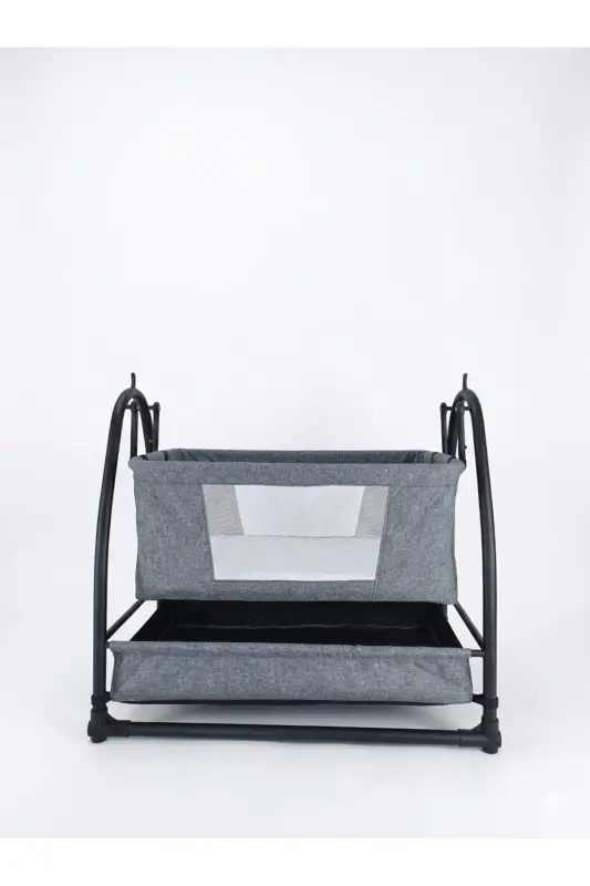 Linen Fabric Profile Rockable Portable Crib - 2