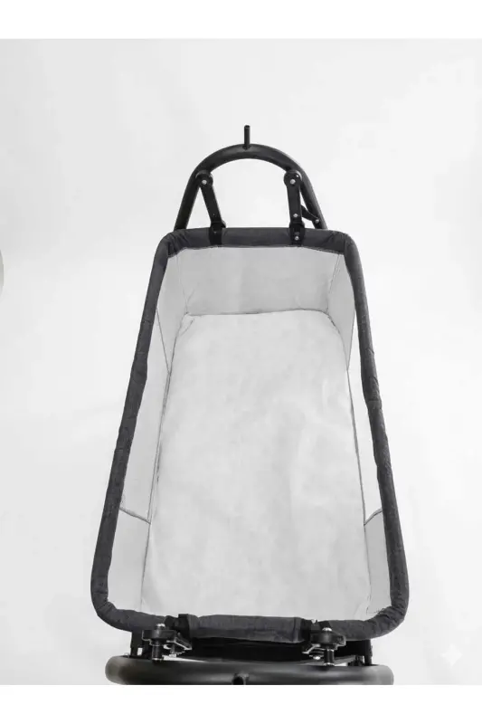 Linen Fabric Profile Rockable Portable Crib - 5