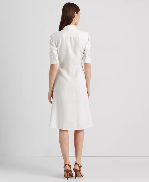 Linen Fit & Flare Shirtdress White - 2