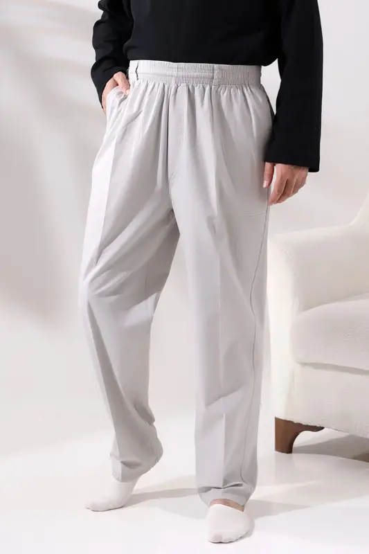 Linen Hajj and Umrah Men's Shalwar Pants Gray - 1