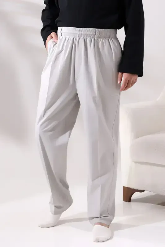 Linen Hajj and Umrah Men's Shalwar Pants Gray - IHVAN ONLINE
