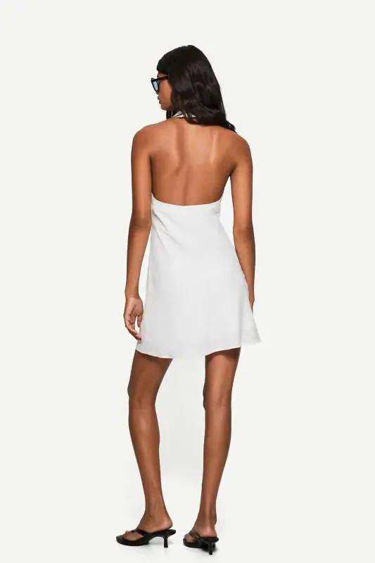 Linen halter mini dress - 3