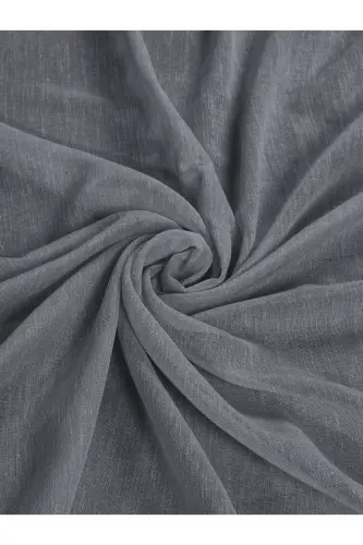 Linen Look Dark Grey High Quality Suitable for Every Room No Ironing Bestseller Tulle Curtain-Dark Grey - 3
