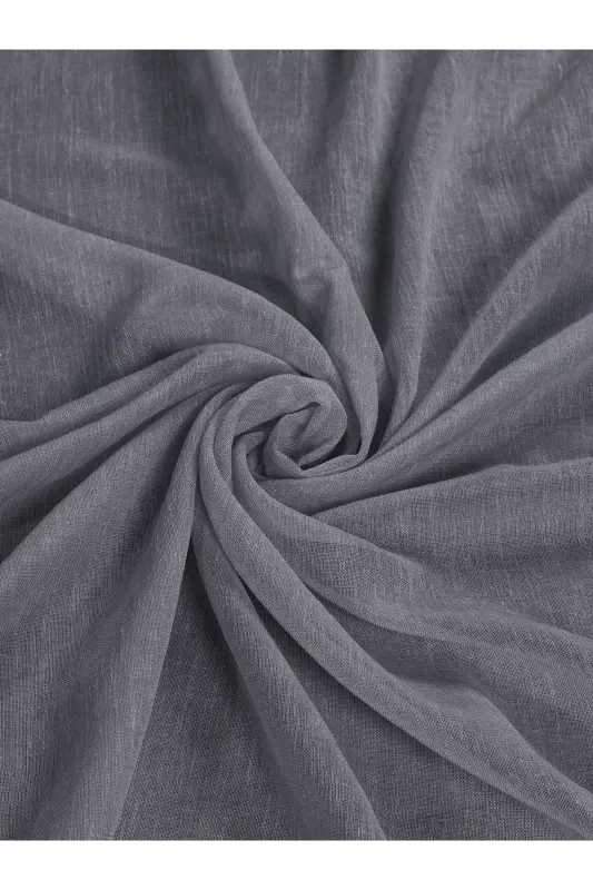 Linen Look Dark Grey High Quality Suitable for Every Room No Ironing Bestseller Tulle Curtain-Dark Grey - 3