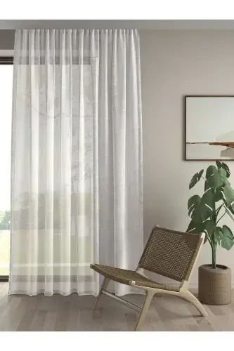 Linen Look Ecru Color High Quality Ironless Tulle P-Ecru Suitable for Every Room Best Seller - DEMOR HOME (1)