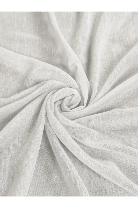 Linen Look Ecru Color High Quality Ironless Tulle P-Ecru Suitable for Every Room Best Seller - 3