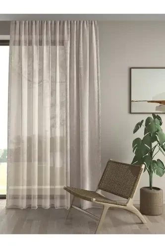 Linen Look Extrafor Pleated Cream Color High Quality Tulle Curtain-Cream Color - DEMOR HOME (1)