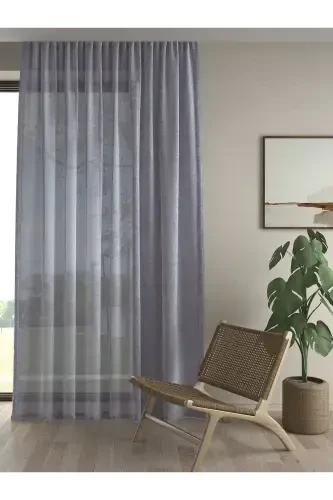 Linen Look Grey Color High Quality Ironless Tulle Pe-Grey Suitable for Every Room Bestseller - DEMOR HOME (1)