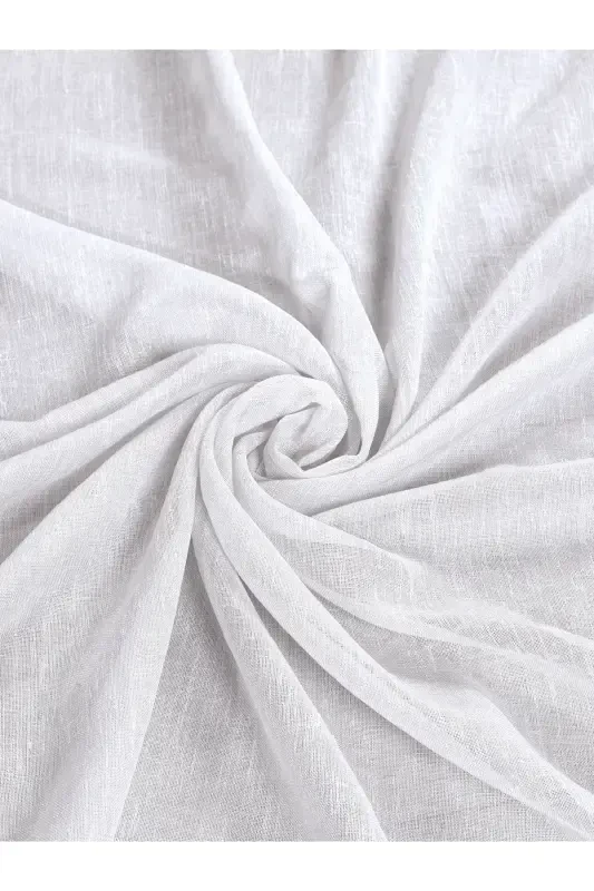 Linen Look White Color High Quality No Ironing Needed Bestseller Tulle-White Suitable for Every Room - 4