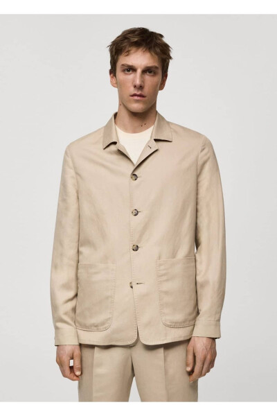 Linen Lyocell Shirt Jacket With Pockets - MANGO MAN