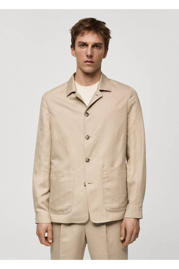 Linen Lyocell Shirt Jacket With Pockets - 1
