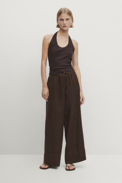 Linen palazzo jogger pants - 1