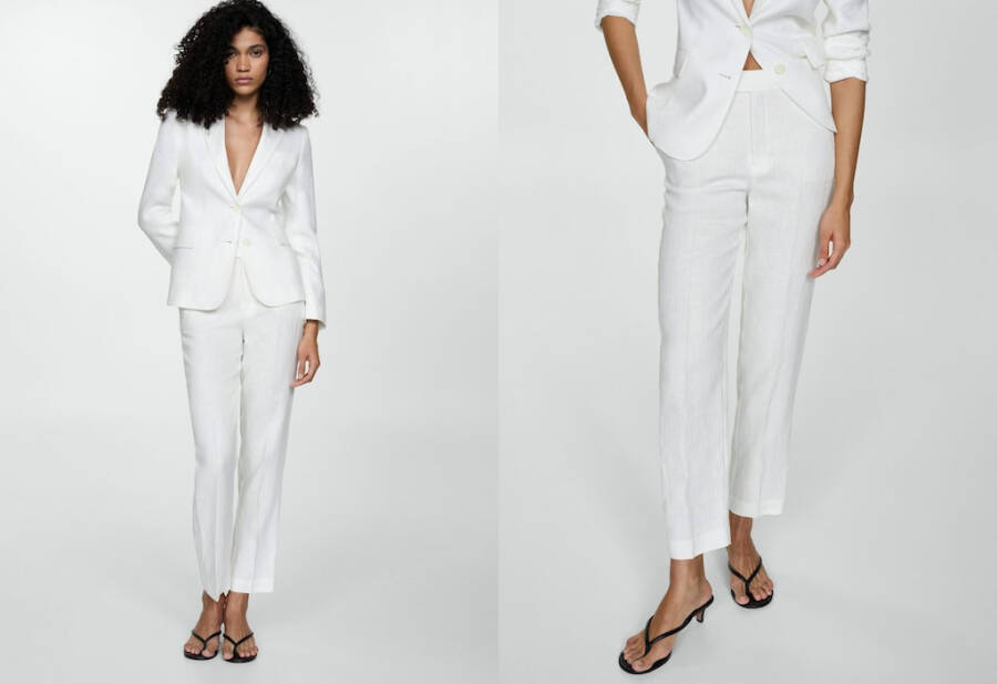 Linen pants suit - White - 4