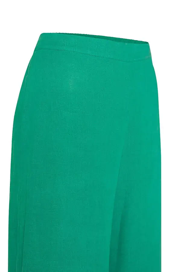 Linen pants with a back elastic waistband - 2