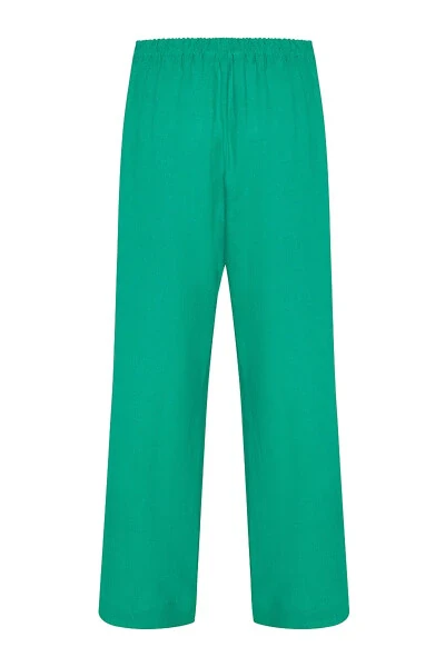 Linen pants with a back elastic waistband - 3