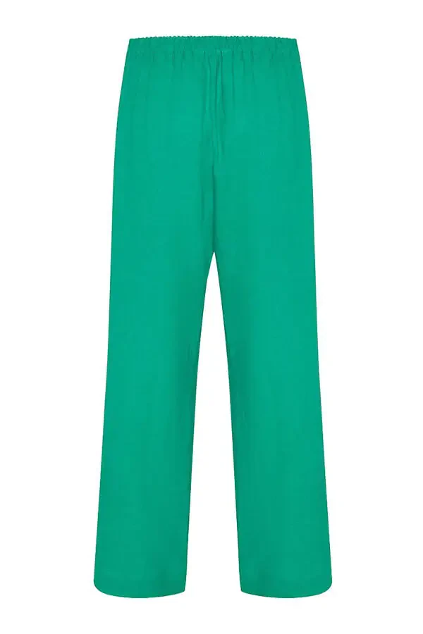 Linen pants with a back elastic waistband - 3