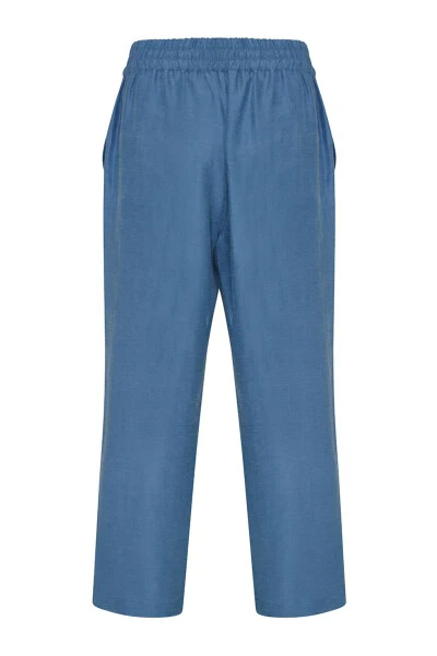 Linen pants with back elastic waistband - 3