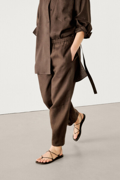 Linen, ruffled, suit pants. - 3