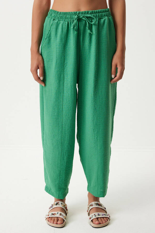 Linen Shirt and Palazzo Pants Set GREEN - 9