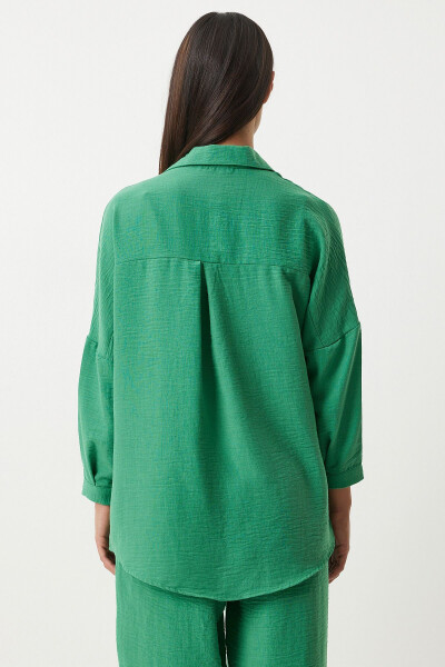 Linen Shirt and Palazzo Pants Set GREEN - 11