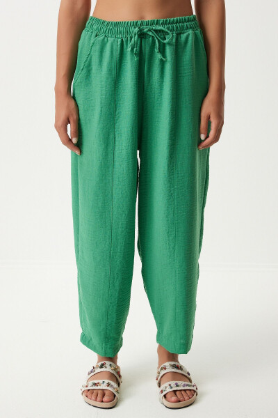 Linen Shirt and Palazzo Pants Set GREEN - 3