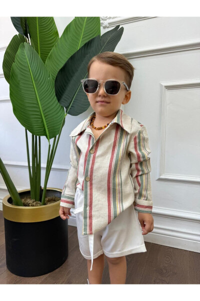 Linen Shirt White and Patterned Children and Baby Clothing Special Occasions Men's Stylish Clothing - 1