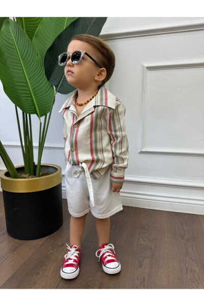 Linen Shirt White and Patterned Children and Baby Clothing Special Occasions Men's Stylish Clothing - 6