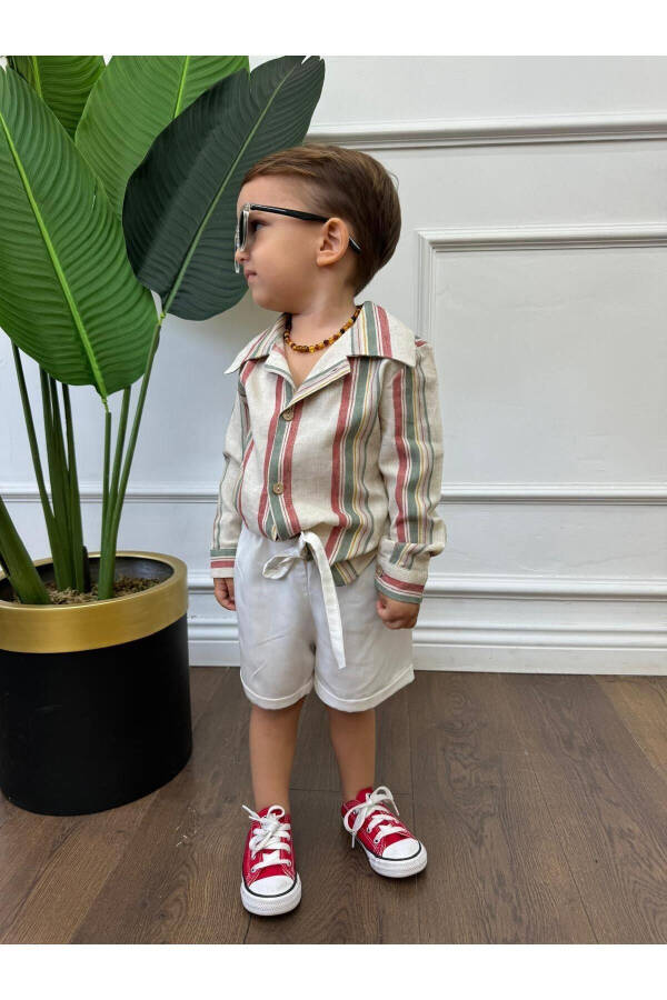 Linen Shirt White and Patterned Children and Baby Clothing Special Occasions Men's Stylish Clothing - 8