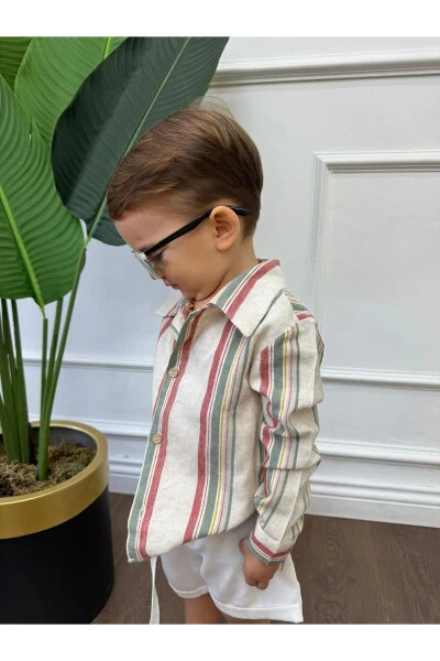 Linen Shirt White and Patterned Children and Baby Clothing Special Occasions Men's Stylish Clothing - Modazone (1)