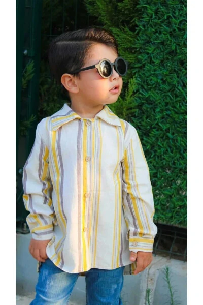 Linen Shirt White Orange Children and Baby Clothing Special Occasions Boys Stylish Clothing - Modazone