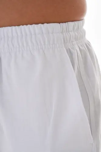 LINEN TROUSERS ELASTIC WAIST-WHITE - BESEDU (1)