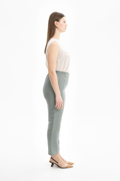 Linen trousers with back elastic waistband - AKER (1)