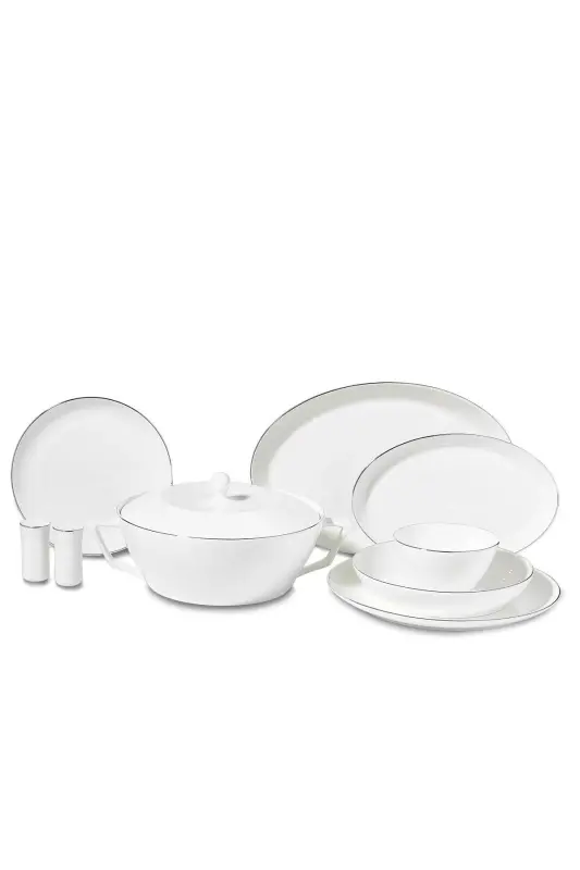 Lines Collection 58 dona Platinum yumaloq shaklli ovqatlanish to'plami A8264 - 1